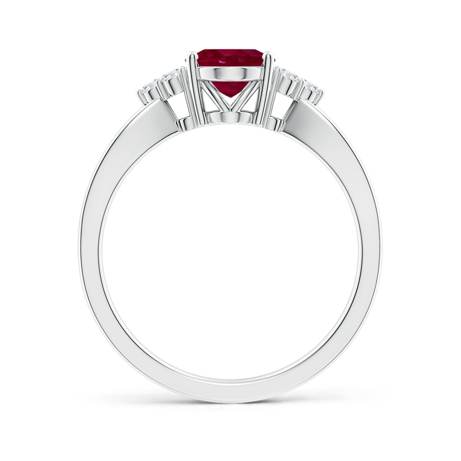 8x6mm A Solitaire Oval Ruby Split Shank Ring with Trio Diamonds in White Gold side 199