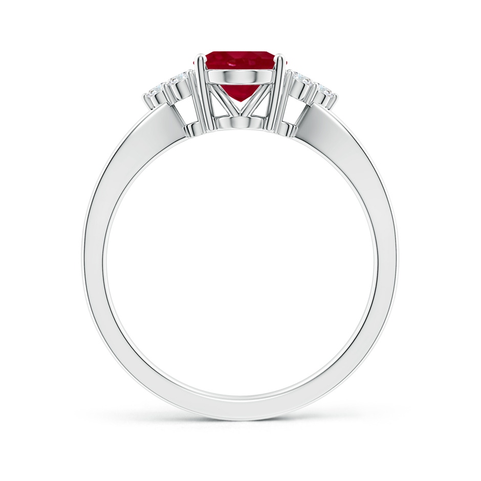 8x6mm AA Solitaire Oval Ruby Split Shank Ring with Trio Diamonds in White Gold side 199