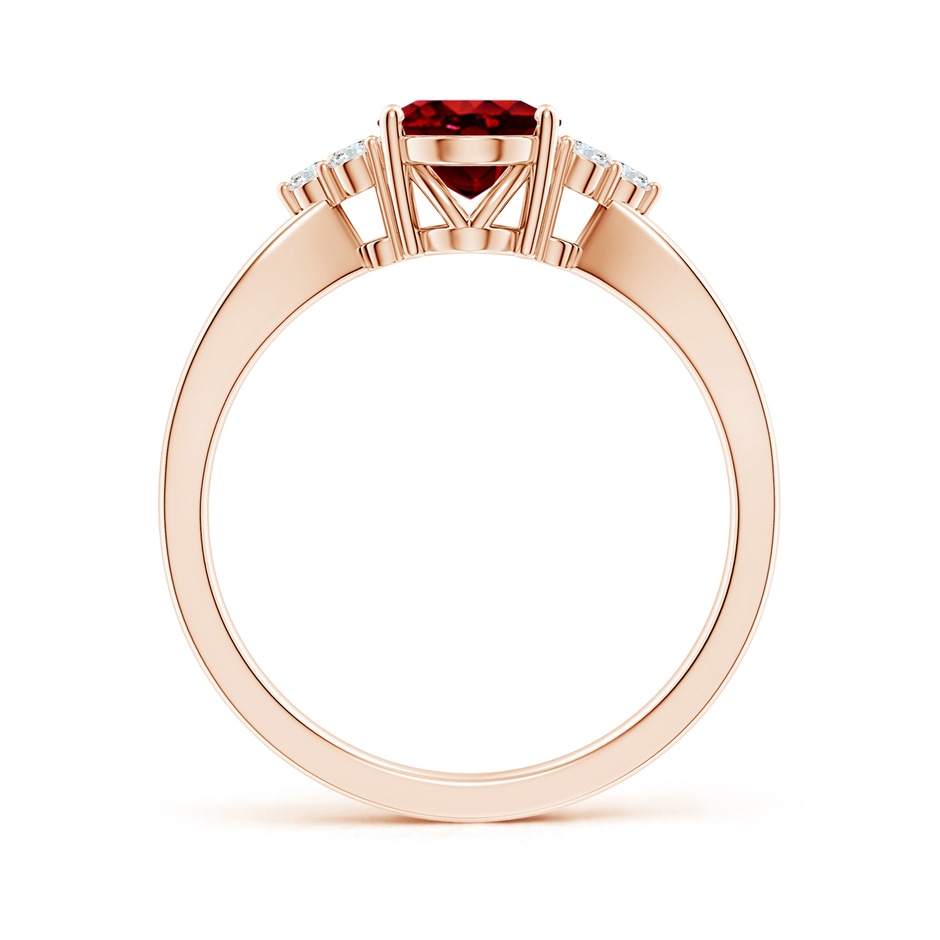 8x6mm AAAA Solitaire Oval Ruby Split Shank Ring with Trio Diamonds in 18K Rose Gold side 199