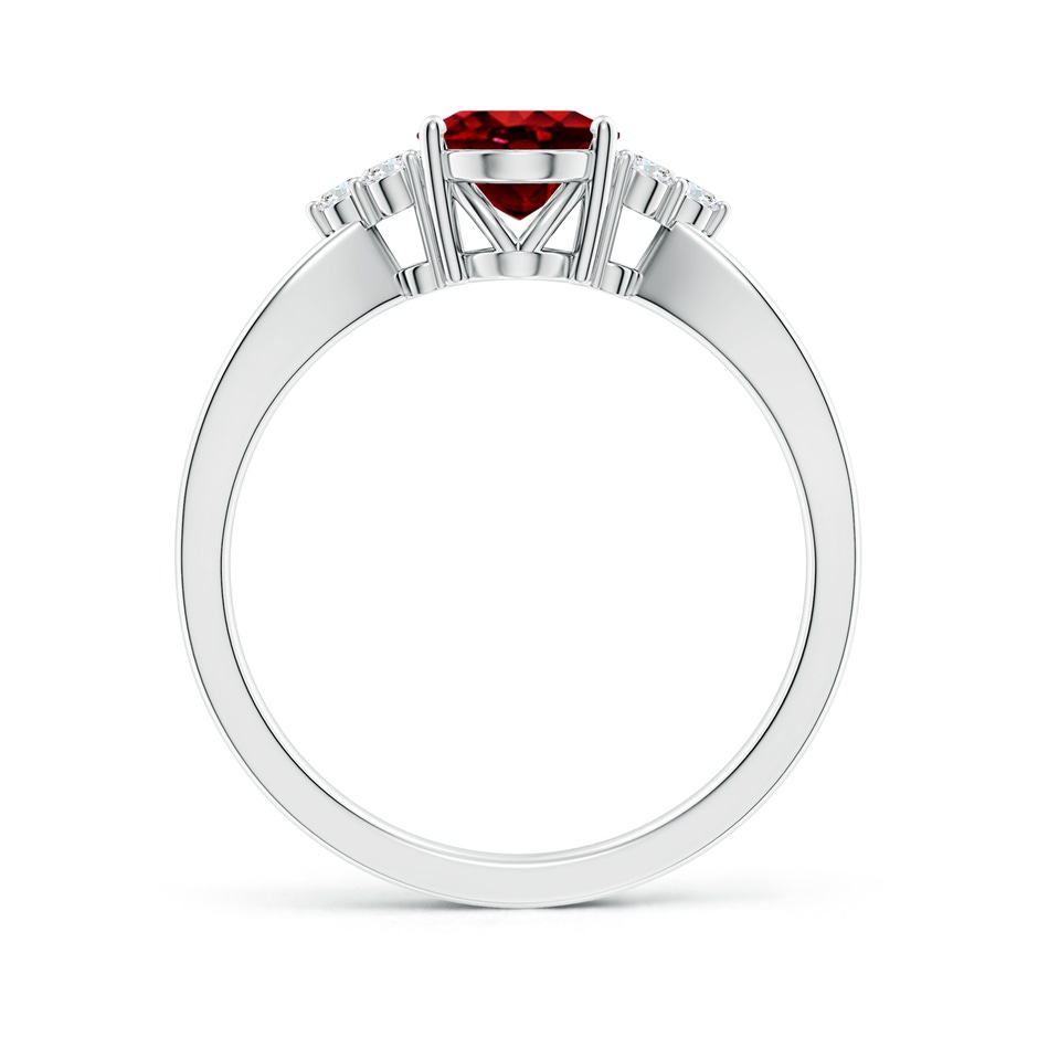 8x6mm AAAA Solitaire Oval Ruby Split Shank Ring with Trio Diamonds in P950 Platinum side 199