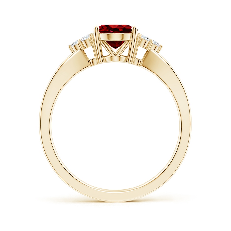 8x6mm AAAA Solitaire Oval Ruby Split Shank Ring with Trio Diamonds in Yellow Gold side 199