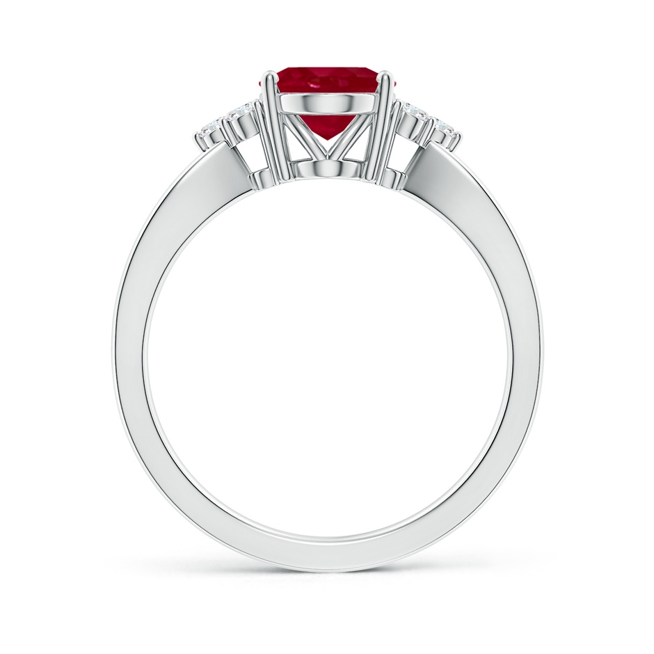 9x7mm AA Solitaire Oval Ruby Split Shank Ring with Trio Diamonds in White Gold side 199