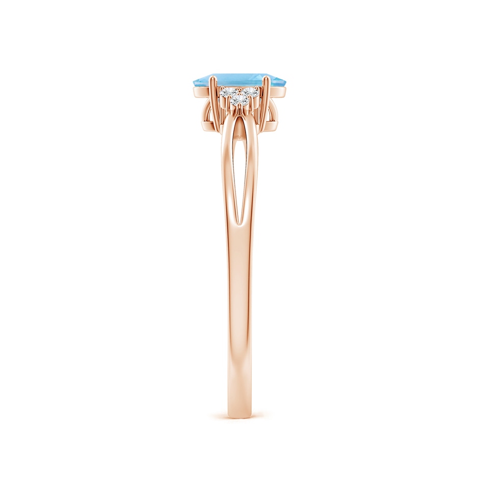 6x4mm A Oval Swiss Blue Topaz Split Shank Ring with Trio Diamonds in Rose Gold side 299