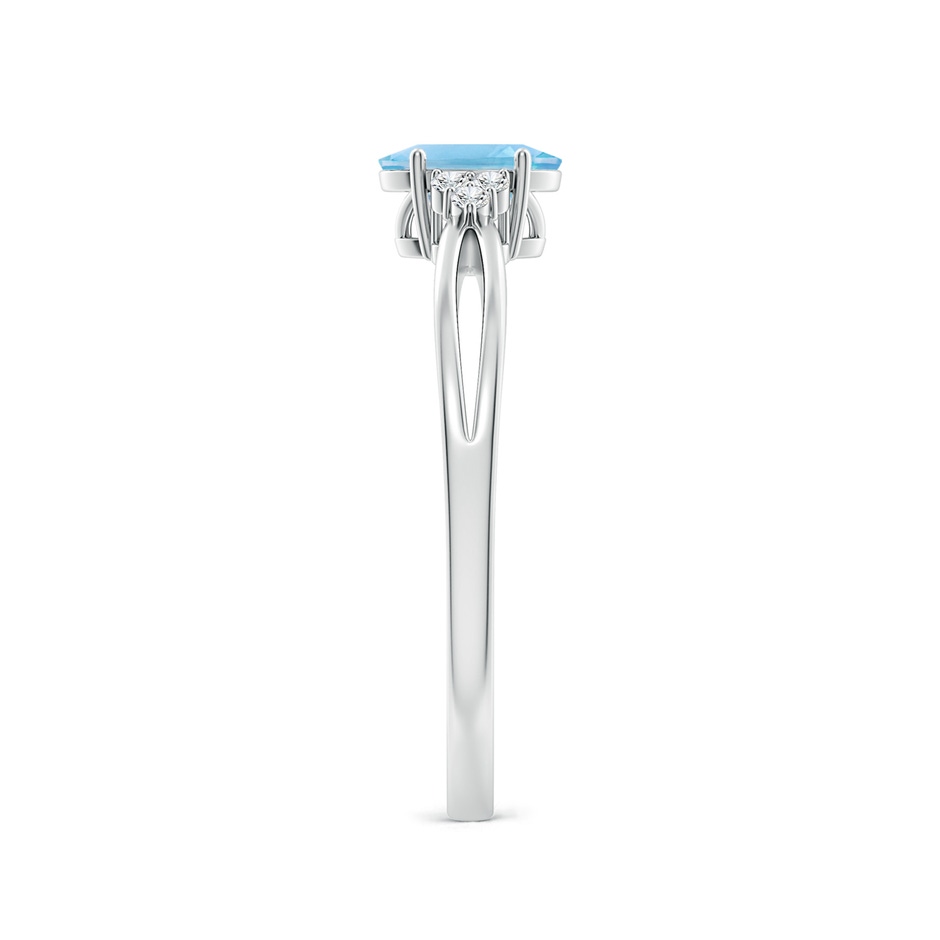6x4mm A Oval Swiss Blue Topaz Split Shank Ring with Trio Diamonds in White Gold side 299