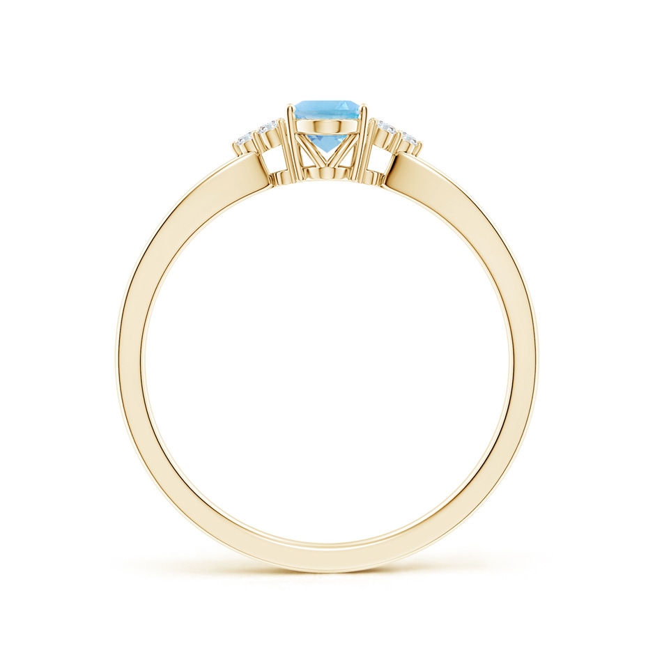 6x4mm A Oval Swiss Blue Topaz Split Shank Ring with Trio Diamonds in Yellow Gold side 199