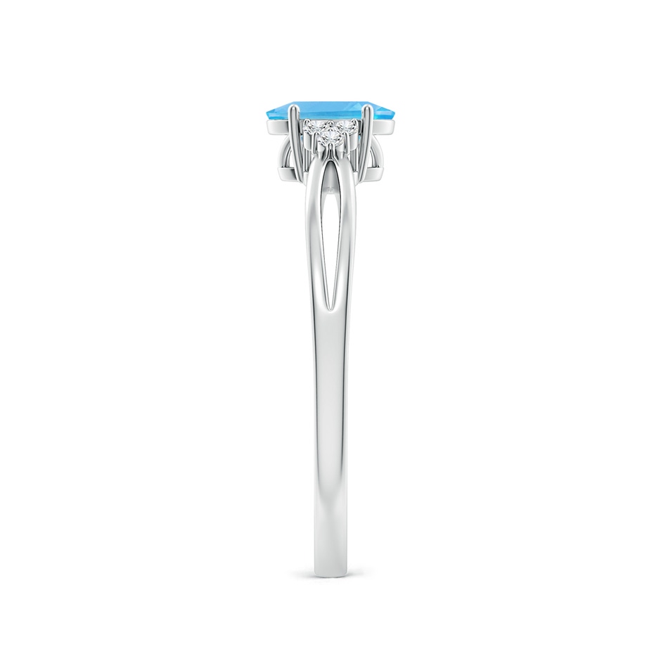 6x4mm AA Oval Swiss Blue Topaz Split Shank Ring with Trio Diamonds in White Gold side 299