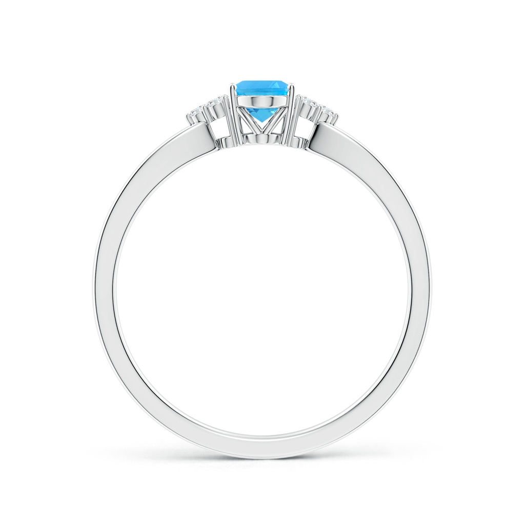 6x4mm AAA Oval Swiss Blue Topaz Split Shank Ring with Trio Diamonds in P950 Platinum - side 199