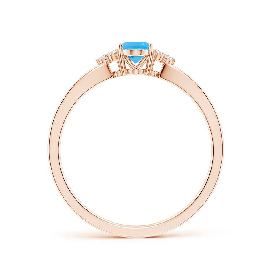 6x4mm AAA Oval Swiss Blue Topaz Split Shank Ring with Trio Diamonds in Rose Gold side 199