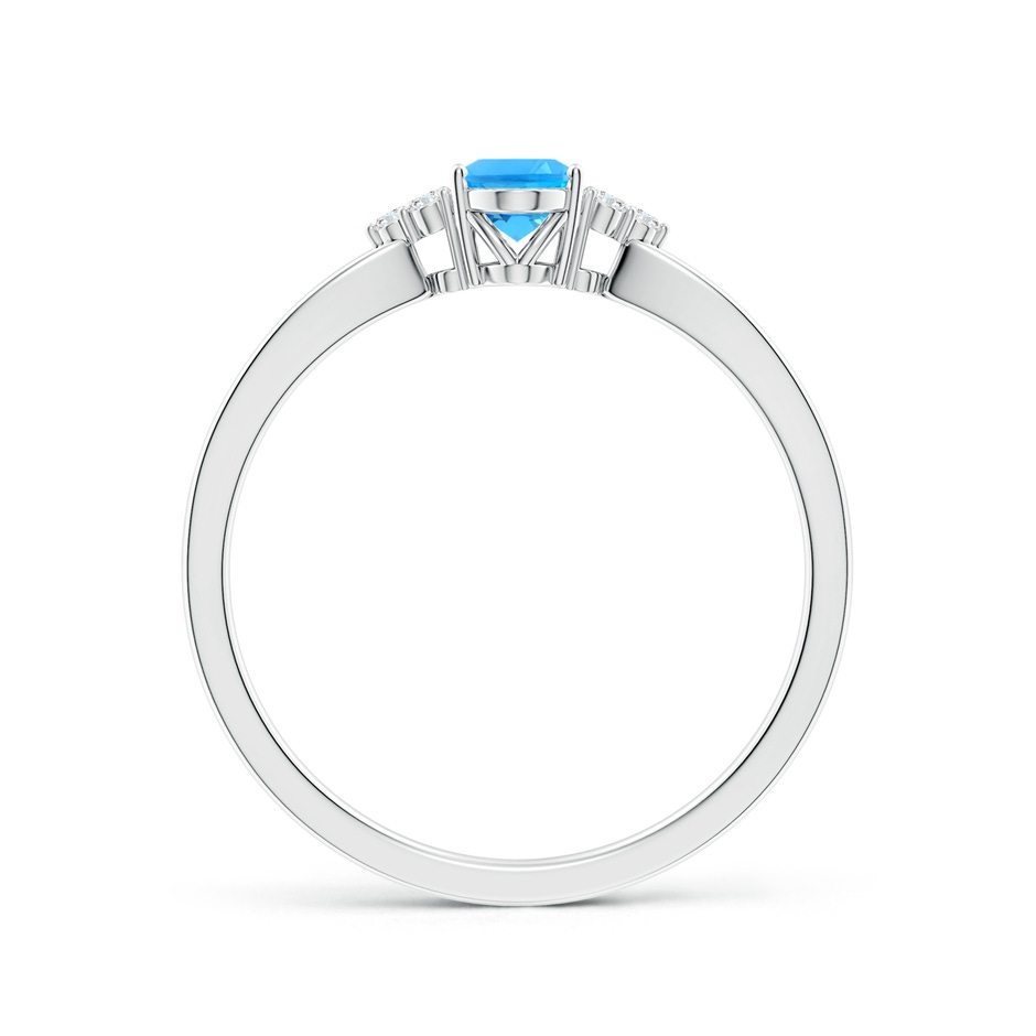 6x4mm AAAA Oval Swiss Blue Topaz Split Shank Ring with Trio Diamonds in White Gold side 199