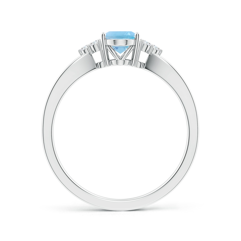 7x5mm A Oval Swiss Blue Topaz Split Shank Ring with Trio Diamonds in P950 Platinum side 199