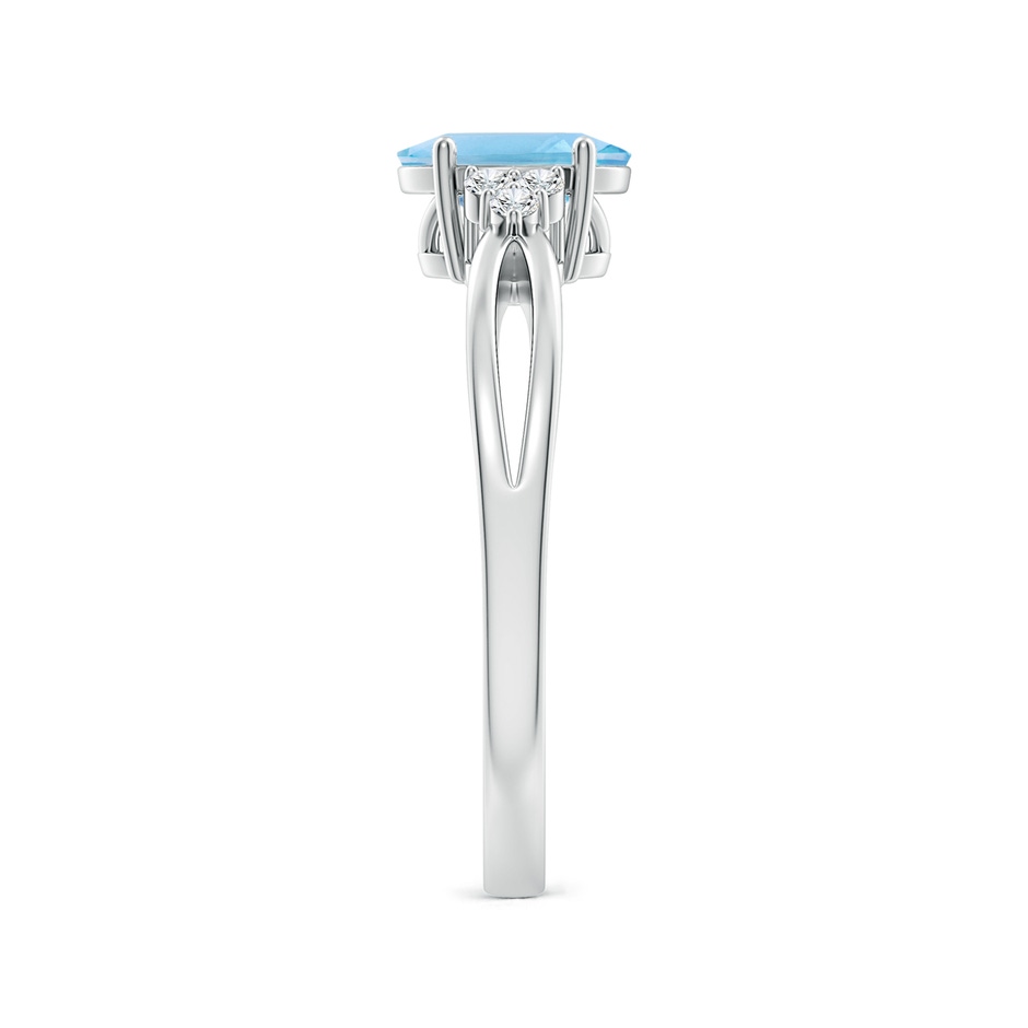 7x5mm A Oval Swiss Blue Topaz Split Shank Ring with Trio Diamonds in P950 Platinum side 299