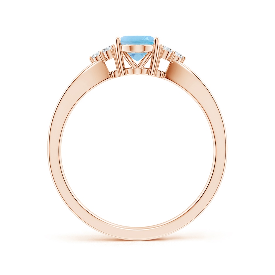 7x5mm A Oval Swiss Blue Topaz Split Shank Ring with Trio Diamonds in Rose Gold side 199