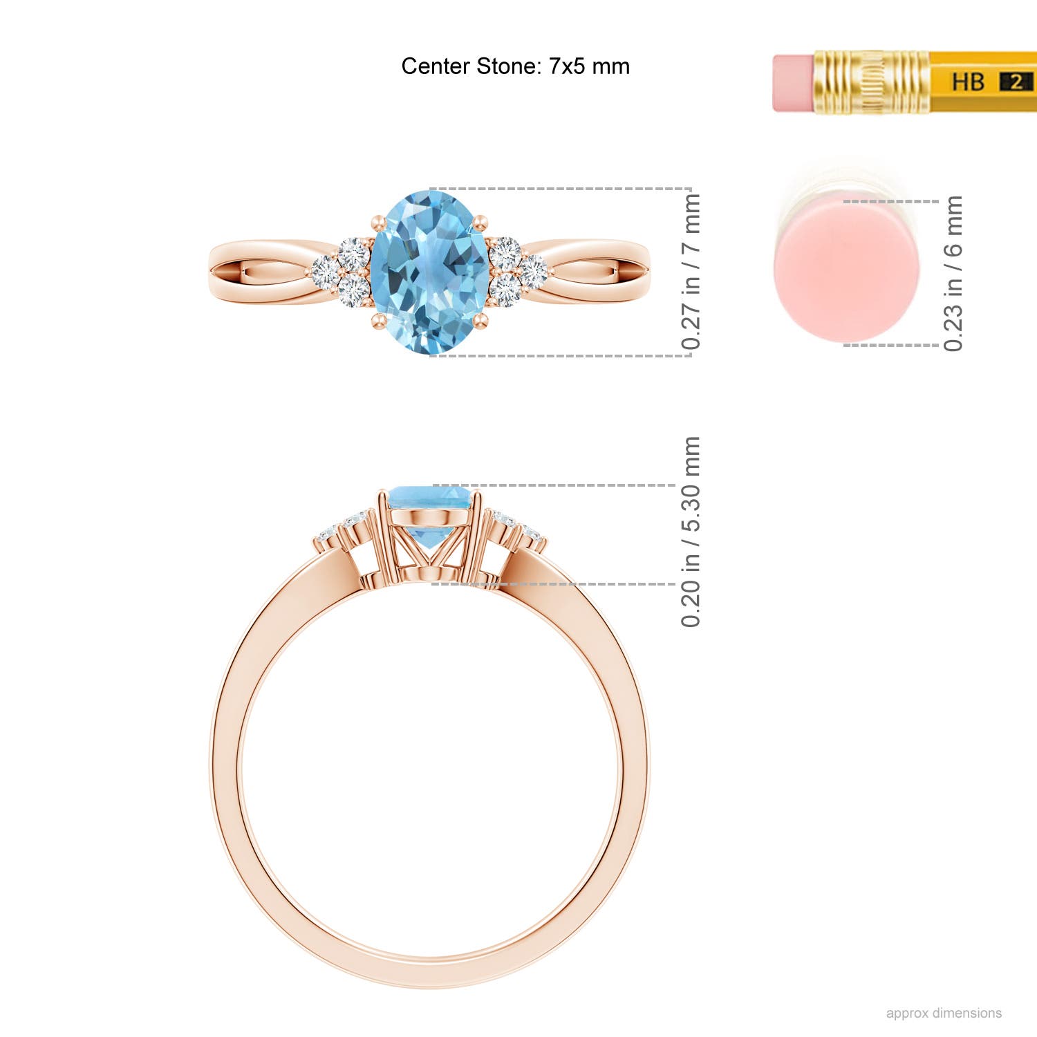 A - Swiss Blue Topaz / 1.02 CT / 14 KT Rose Gold