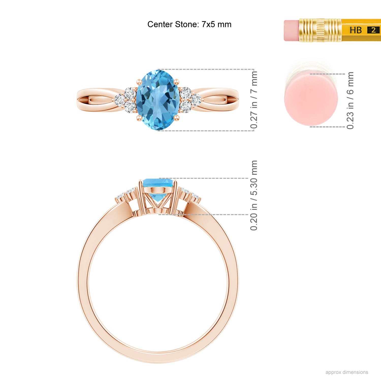 AA - Swiss Blue Topaz / 1.02 CT / 14 KT Rose Gold