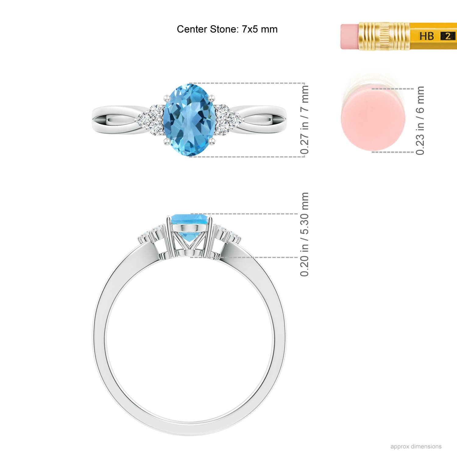 AA - Swiss Blue Topaz / 1.02 CT / 14 KT White Gold