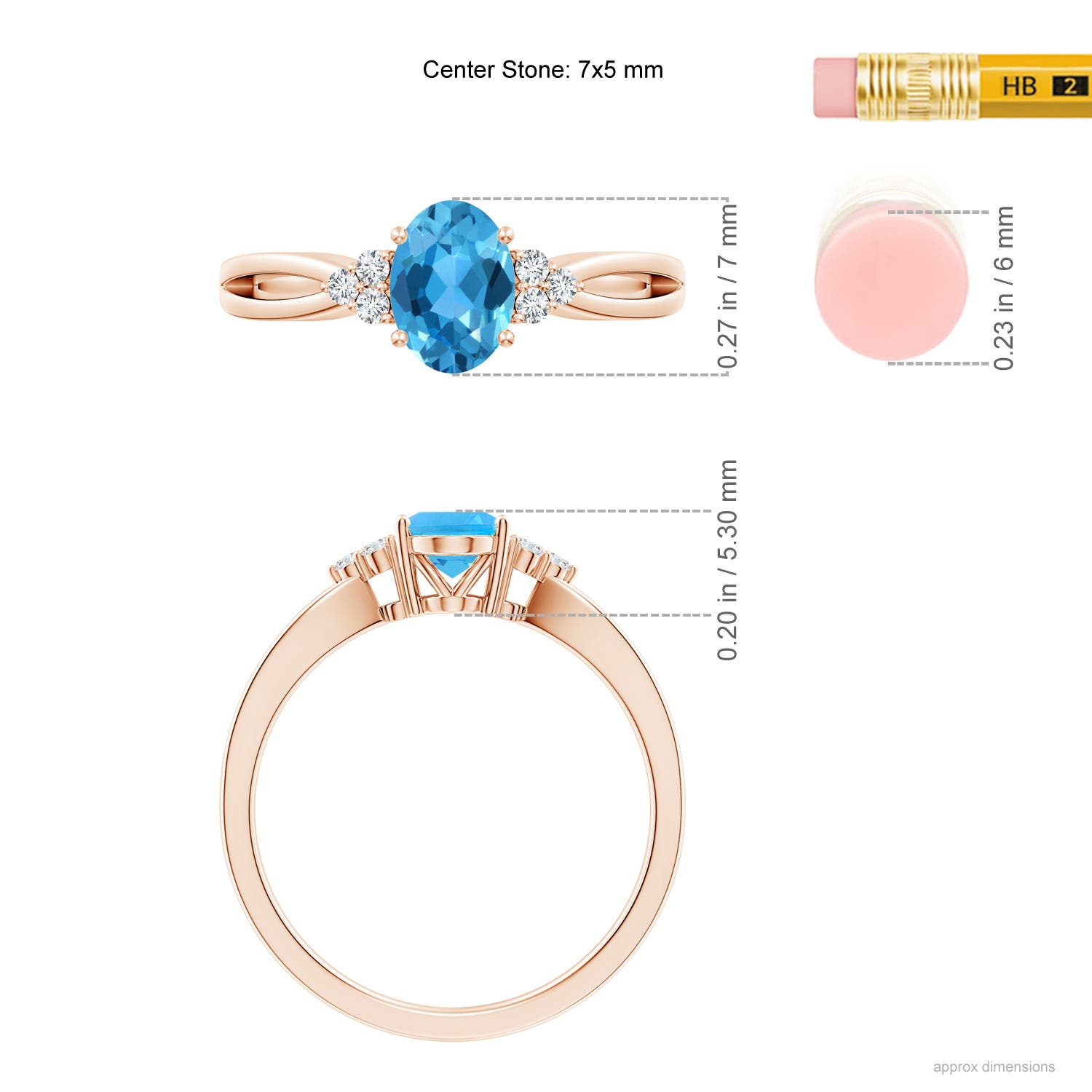 AAA - Swiss Blue Topaz / 1.02 CT / 14 KT Rose Gold