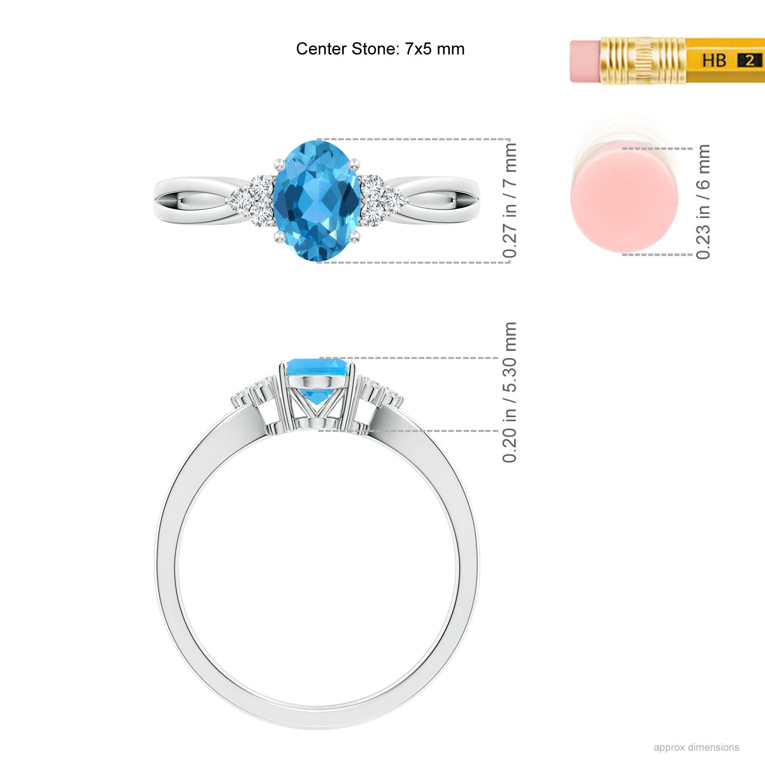 AAA - Swiss Blue Topaz / 1.02 CT / 14 KT White Gold