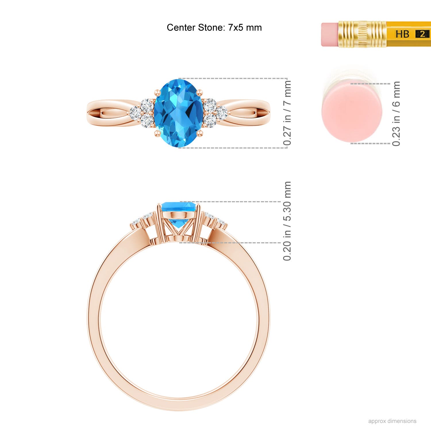 AAAA - Swiss Blue Topaz / 1.02 CT / 14 KT Rose Gold