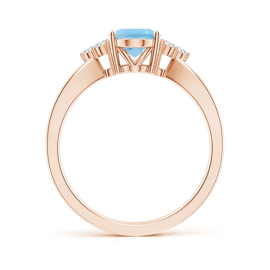 8x6mm A Oval Swiss Blue Topaz Split Shank Ring with Trio Diamonds in Rose Gold side 199