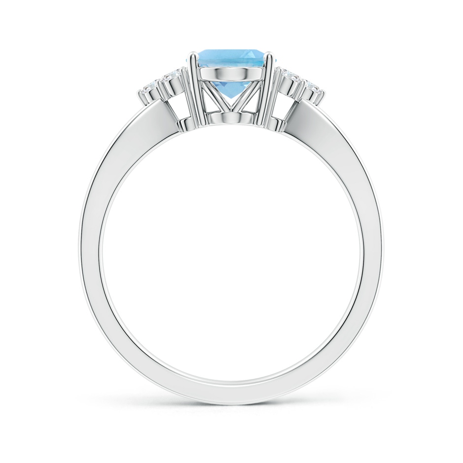 8x6mm A Oval Swiss Blue Topaz Split Shank Ring with Trio Diamonds in White Gold side 199
