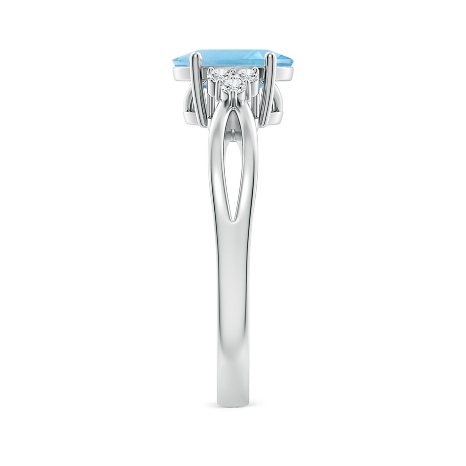 8x6mm A Oval Swiss Blue Topaz Split Shank Ring with Trio Diamonds in White Gold side 299