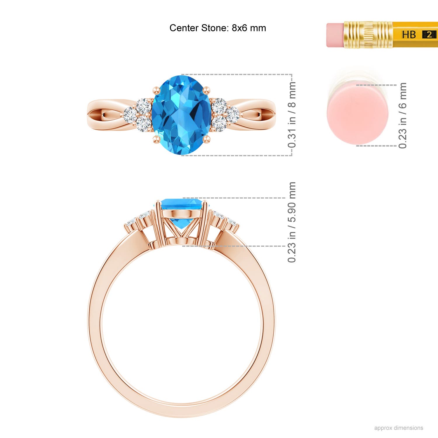 AAAA - Swiss Blue Topaz / 1.58 CT / 14 KT Rose Gold