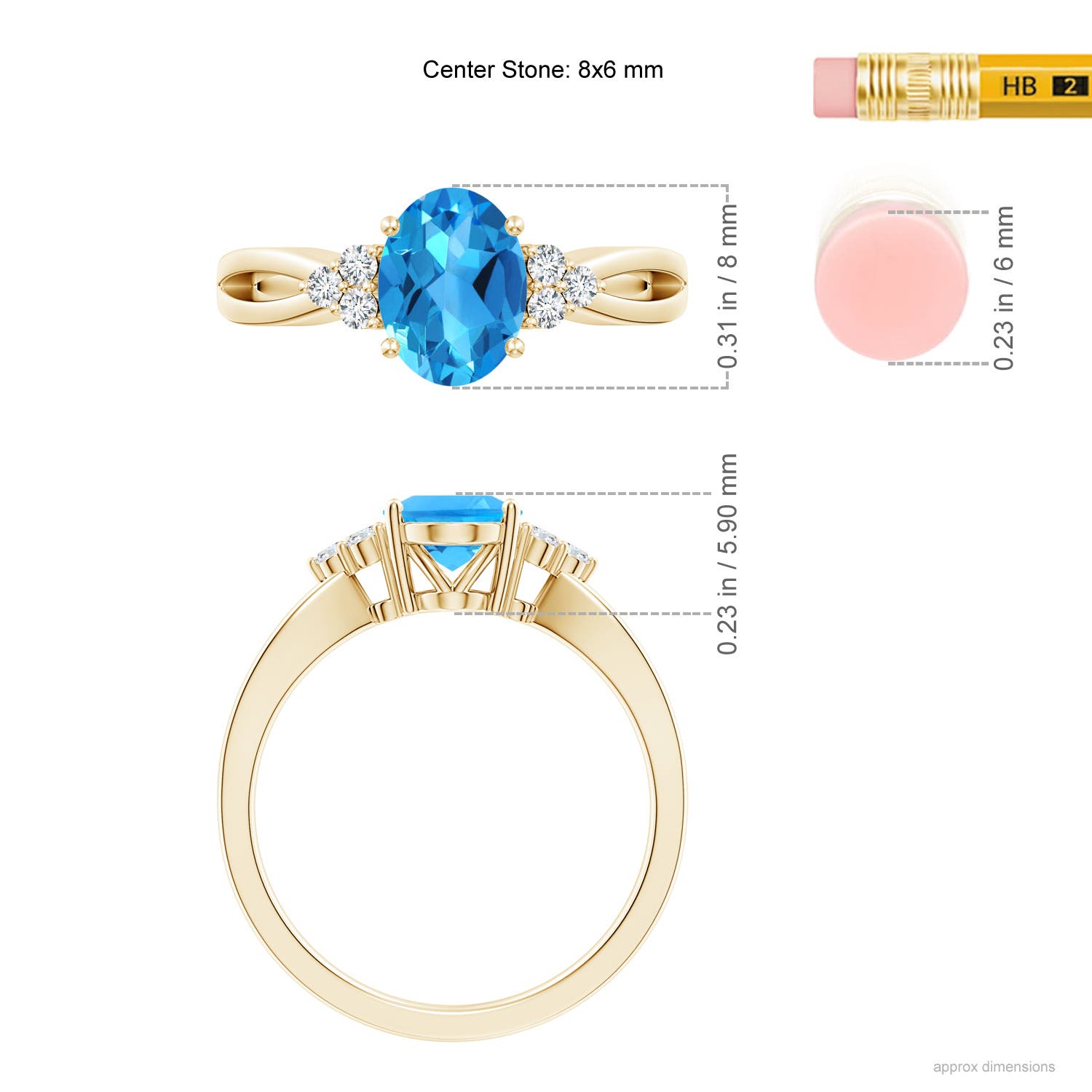 AAAA - Swiss Blue Topaz / 1.58 CT / 14 KT Yellow Gold