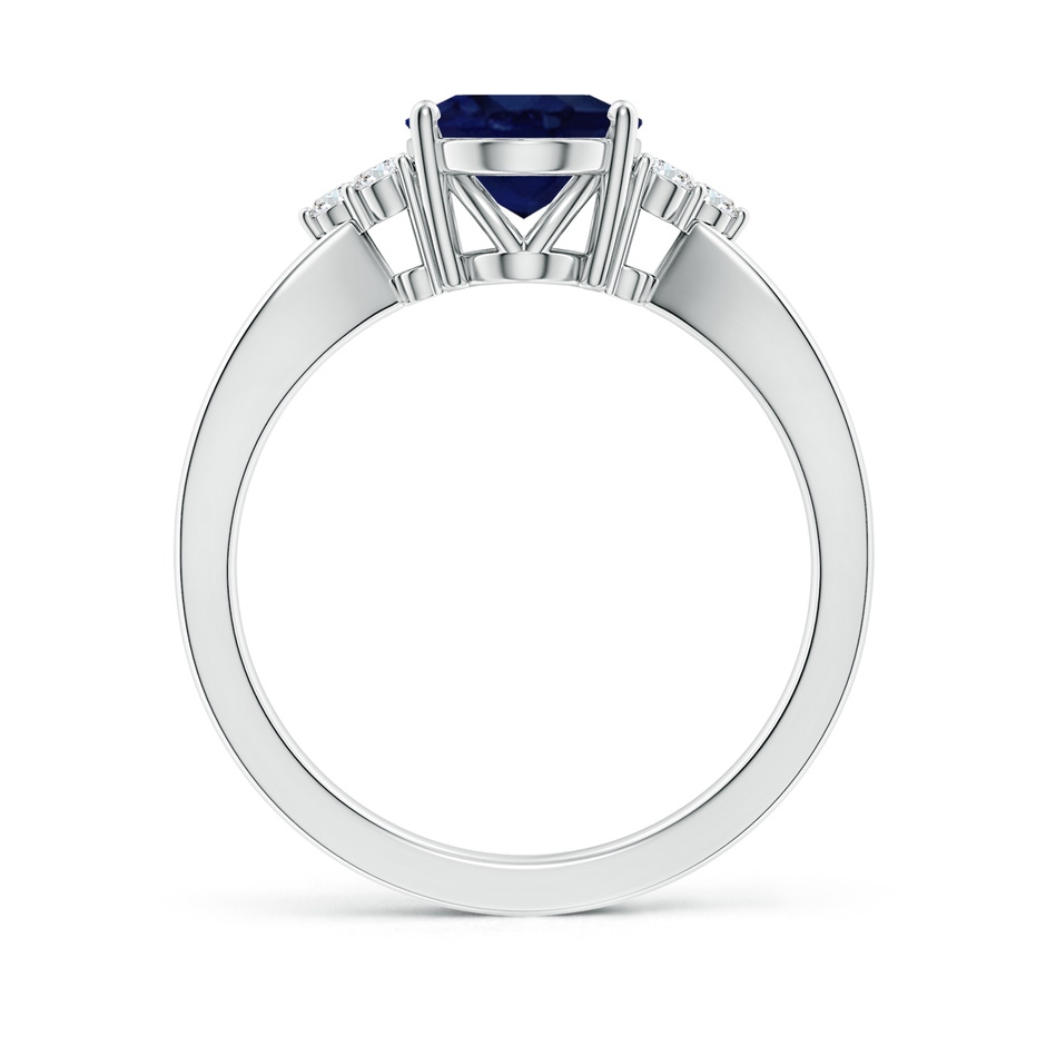 10x8mm A Solitaire Oval Blue Sapphire Split Shank Ring with Trio Diamonds in White Gold side 199