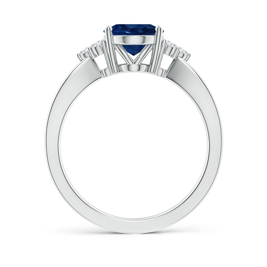 10x8mm AA Solitaire Oval Blue Sapphire Split Shank Ring with Trio Diamonds in P950 Platinum side 199