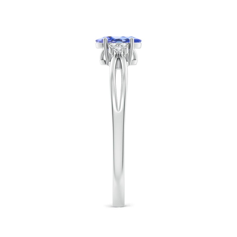 6x4mm AA Oval Tanzanite Split Shank Ring with Trio Diamonds in White Gold side-2
