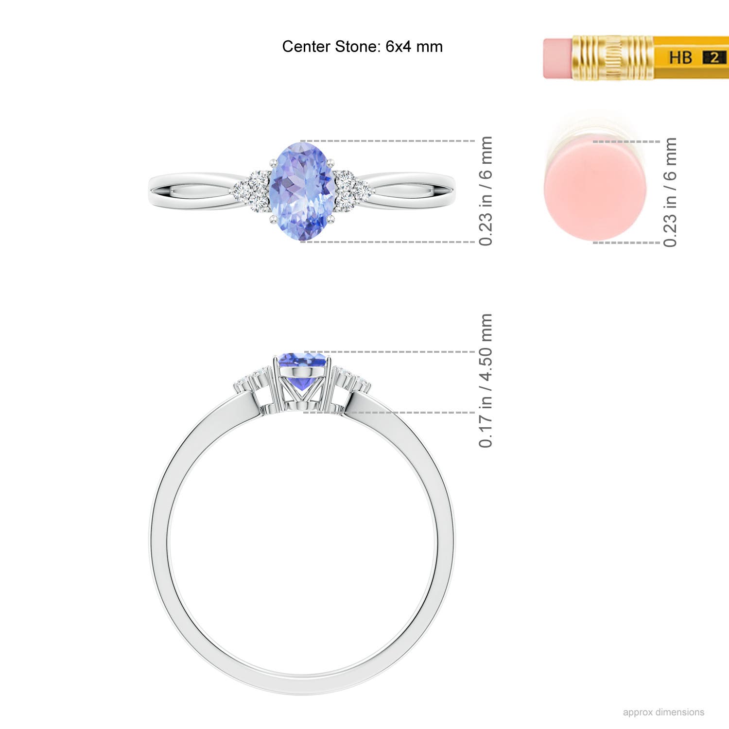 AA - Tanzanite / 0.51 CT / 14 KT White Gold