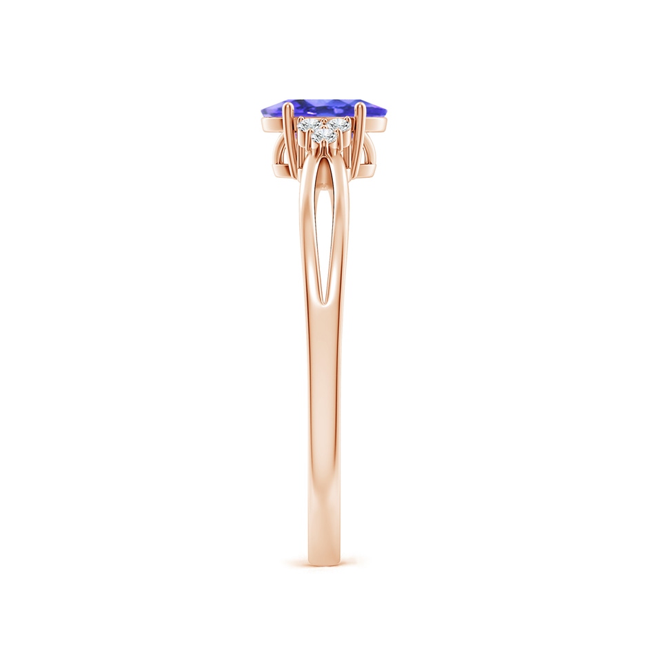 6x4mm AAA Oval Tanzanite Split Shank Ring with Trio Diamonds in 9K Rose Gold product image