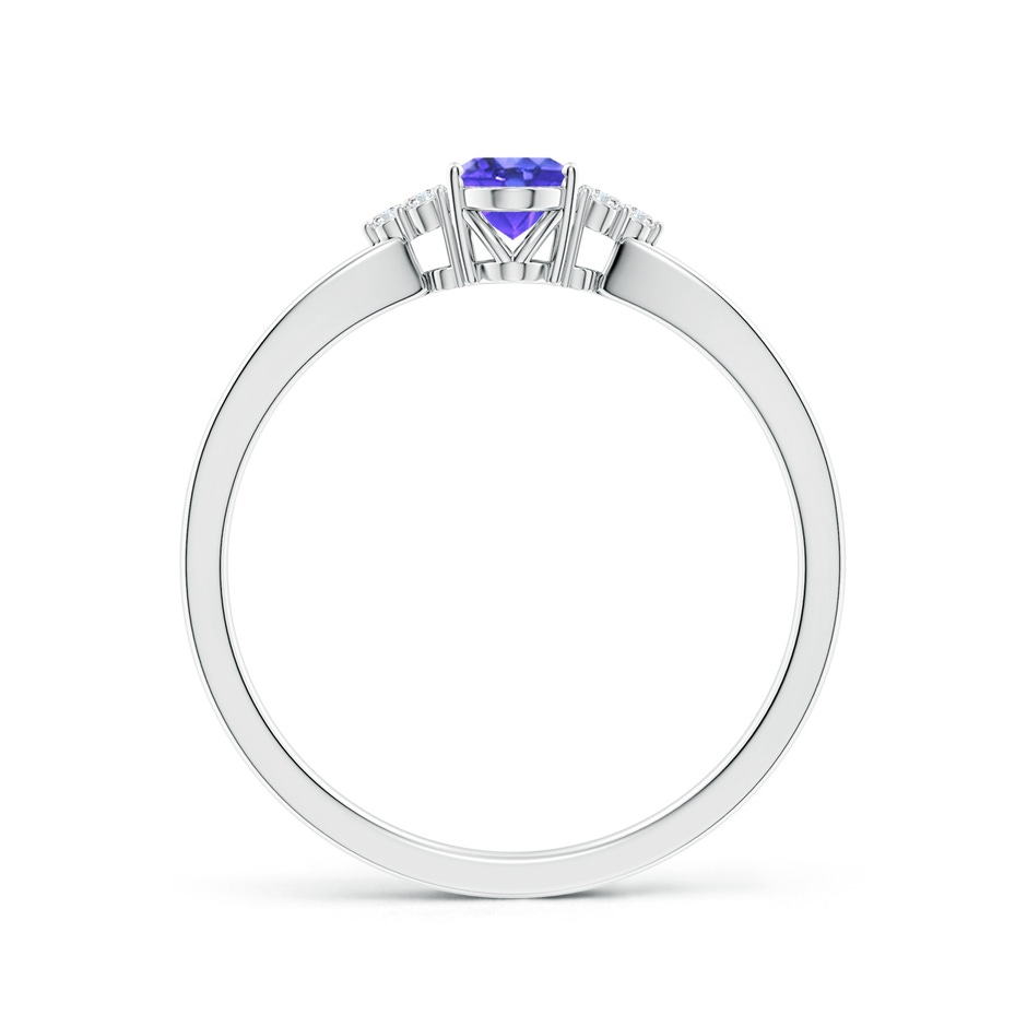 6x4mm AAA Oval Tanzanite Split Shank Ring with Trio Diamonds in White Gold side-1
