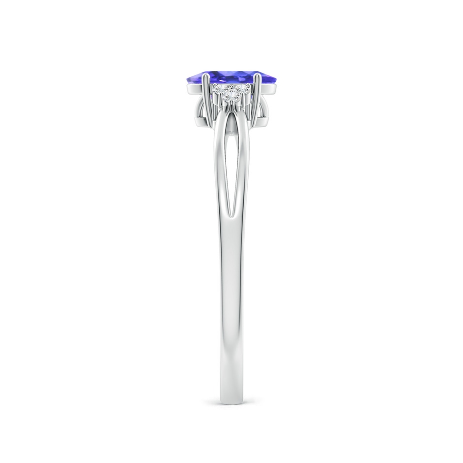 6x4mm AAA Oval Tanzanite Split Shank Ring with Trio Diamonds in White Gold side-2