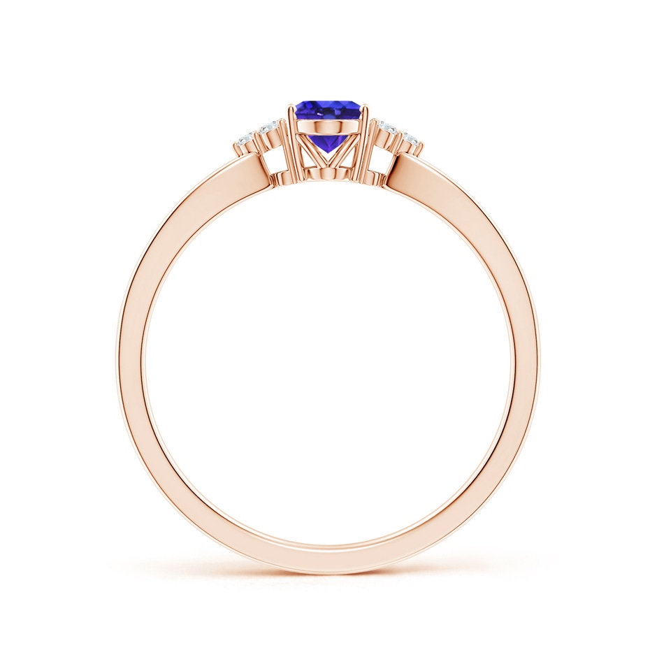 6x4mm AAAA Oval Tanzanite Split Shank Ring with Trio Diamonds in Rose Gold side-1