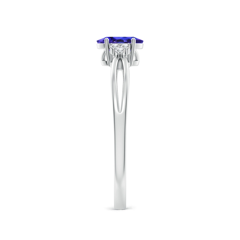6x4mm AAAA Oval Tanzanite Split Shank Ring with Trio Diamonds in White Gold side-2