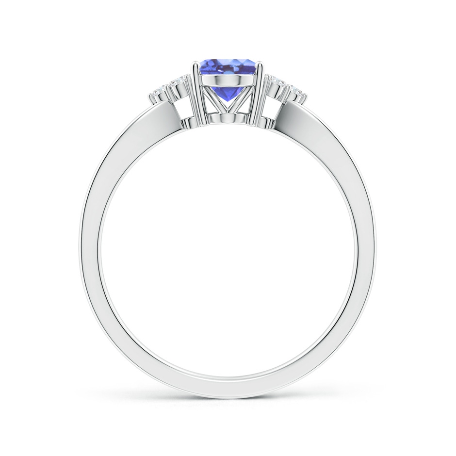 7x5mm A Oval Tanzanite Split Shank Ring with Trio Diamonds in White Gold side-1