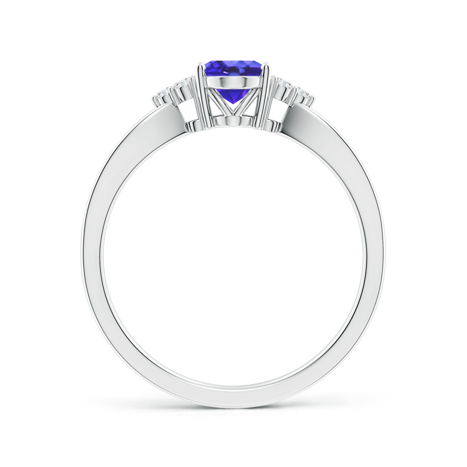 7x5mm AA Oval Tanzanite Split Shank Ring with Trio Diamonds in White Gold side-1