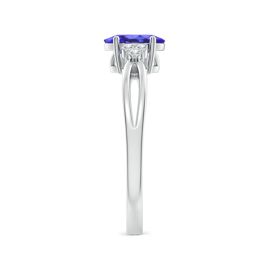7x5mm AA Oval Tanzanite Split Shank Ring with Trio Diamonds in White Gold side-2