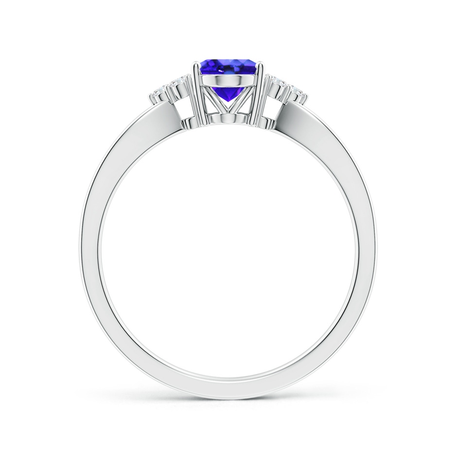 7x5mm AAA Oval Tanzanite Split Shank Ring with Trio Diamonds in P950 Platinum side-1