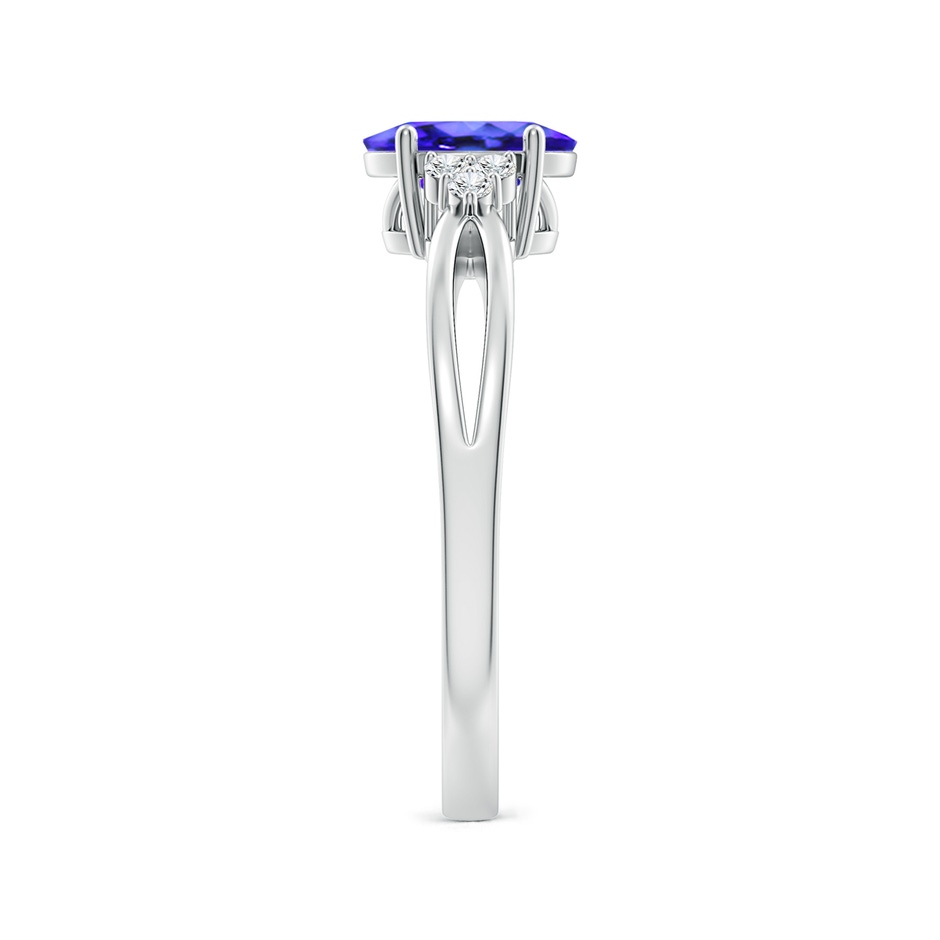 7x5mm AAA Oval Tanzanite Split Shank Ring with Trio Diamonds in P950 Platinum side-2
