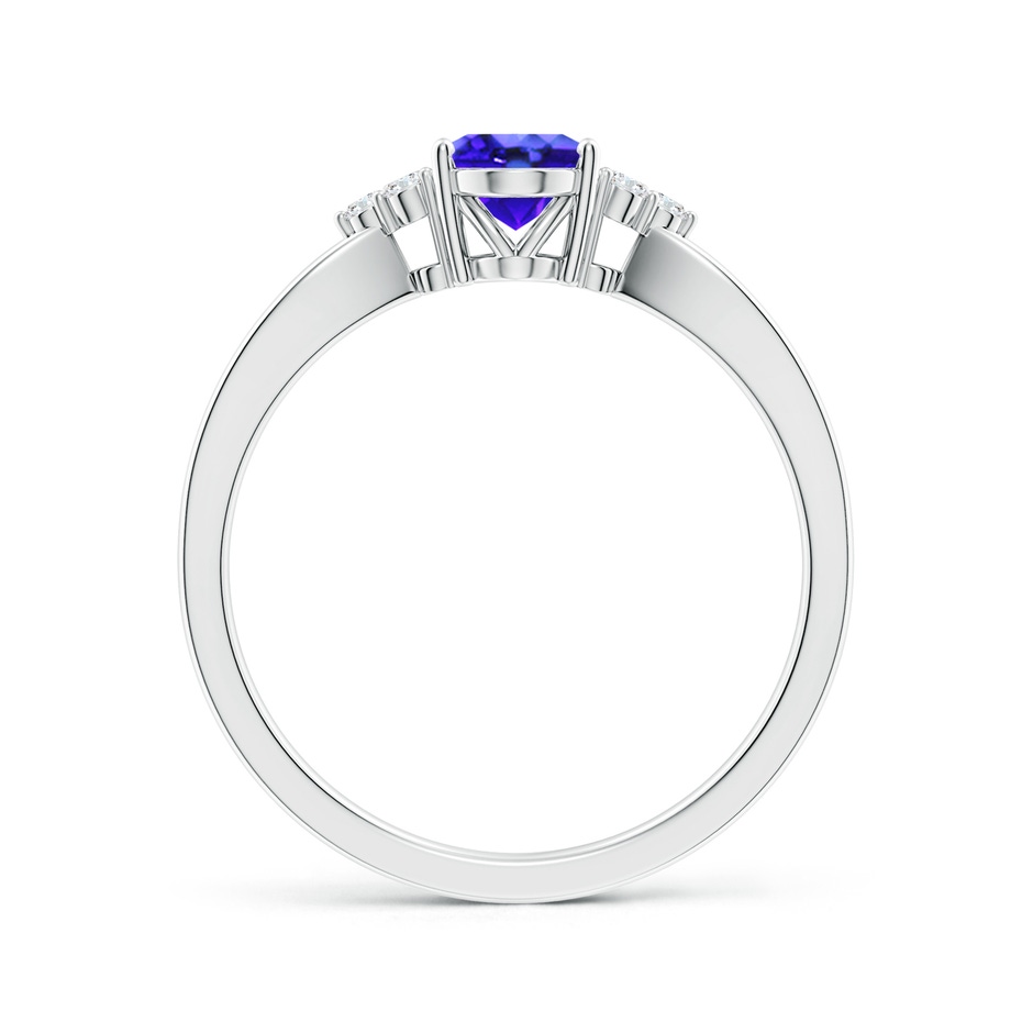 7x5mm AAA Oval Tanzanite Split Shank Ring with Trio Diamonds in White Gold side-1