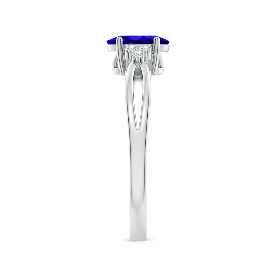 7x5mm AAAA Oval Tanzanite Split Shank Ring with Trio Diamonds in P950 Platinum side-2