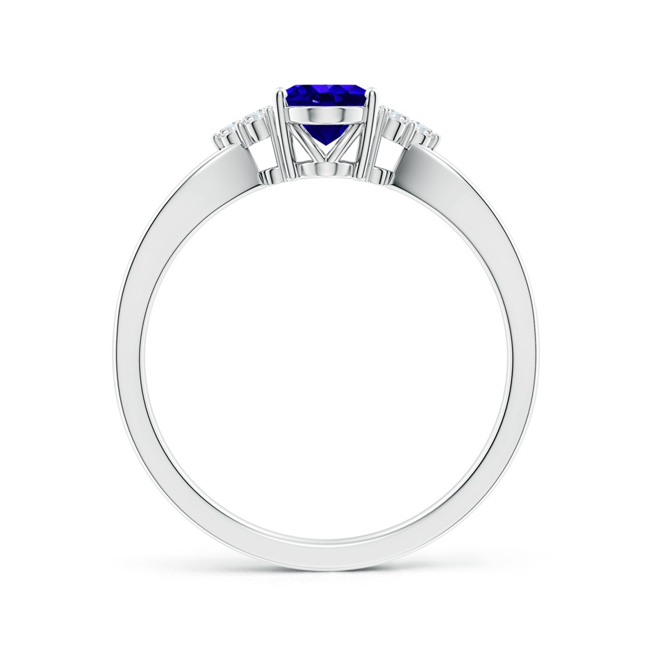 7x5mm AAAA Oval Tanzanite Split Shank Ring with Trio Diamonds in White Gold side-1