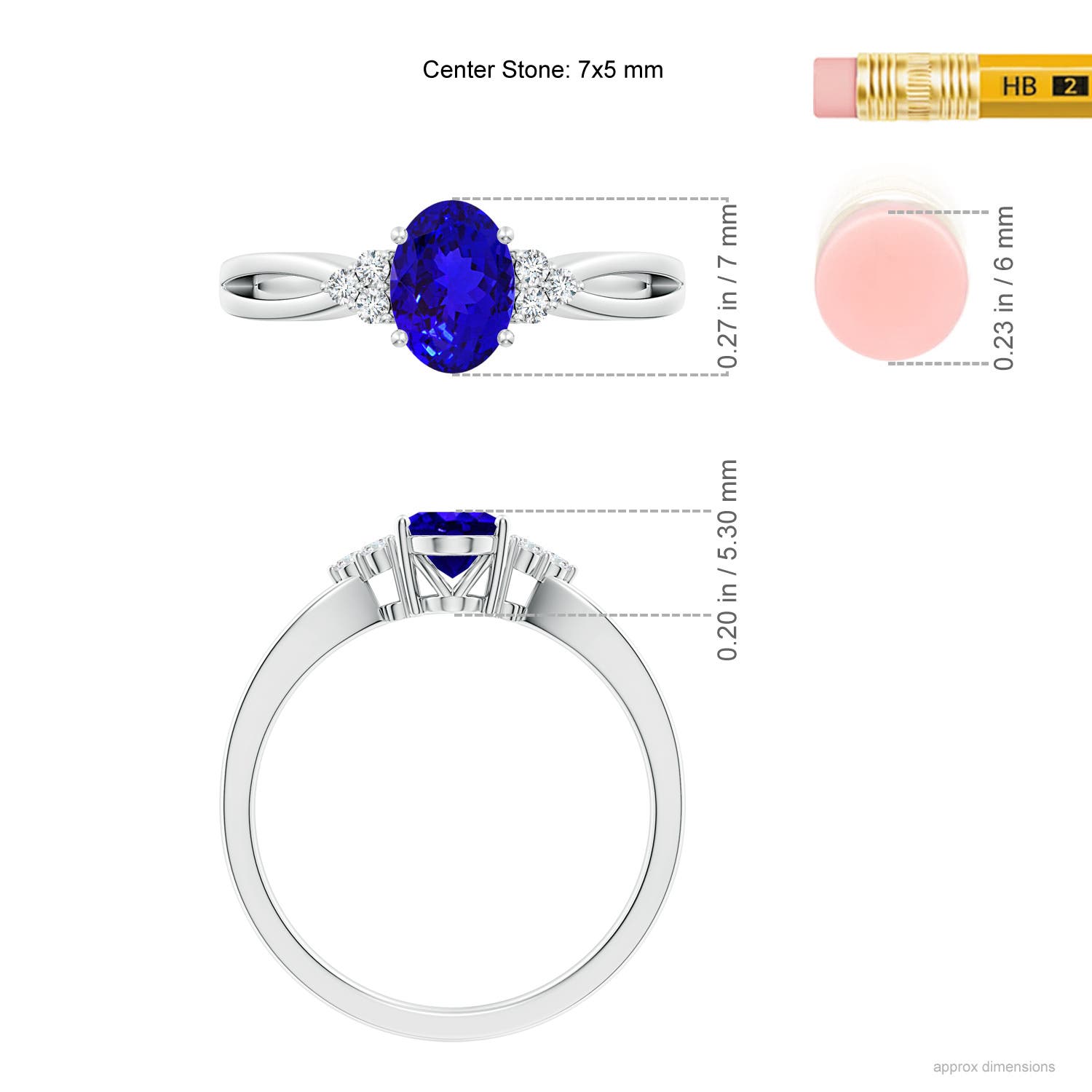 AAAA - Tanzanite / 0.87 CT / 14 KT White Gold