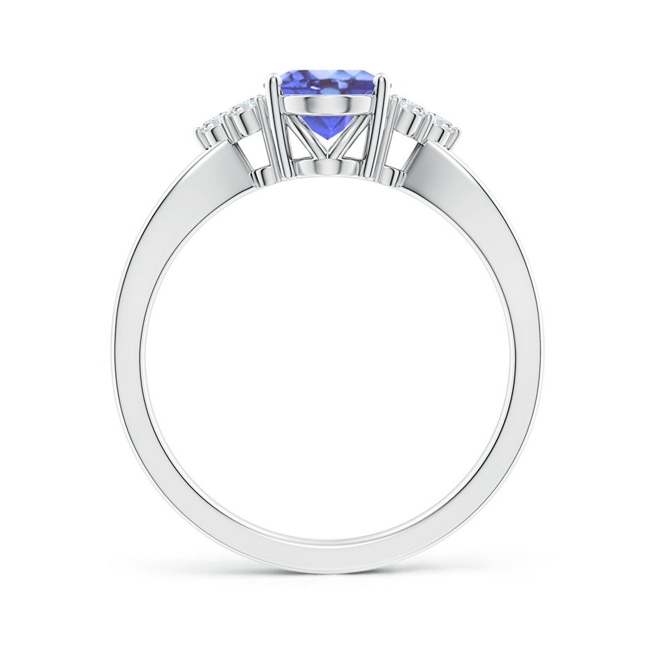 8x6mm A Oval Tanzanite Split Shank Ring with Trio Diamonds in P950 Platinum side-1