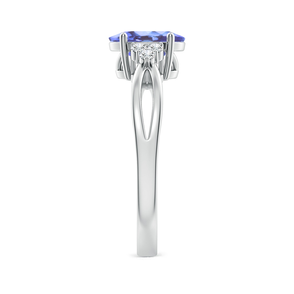 8x6mm A Oval Tanzanite Split Shank Ring with Trio Diamonds in P950 Platinum side-2