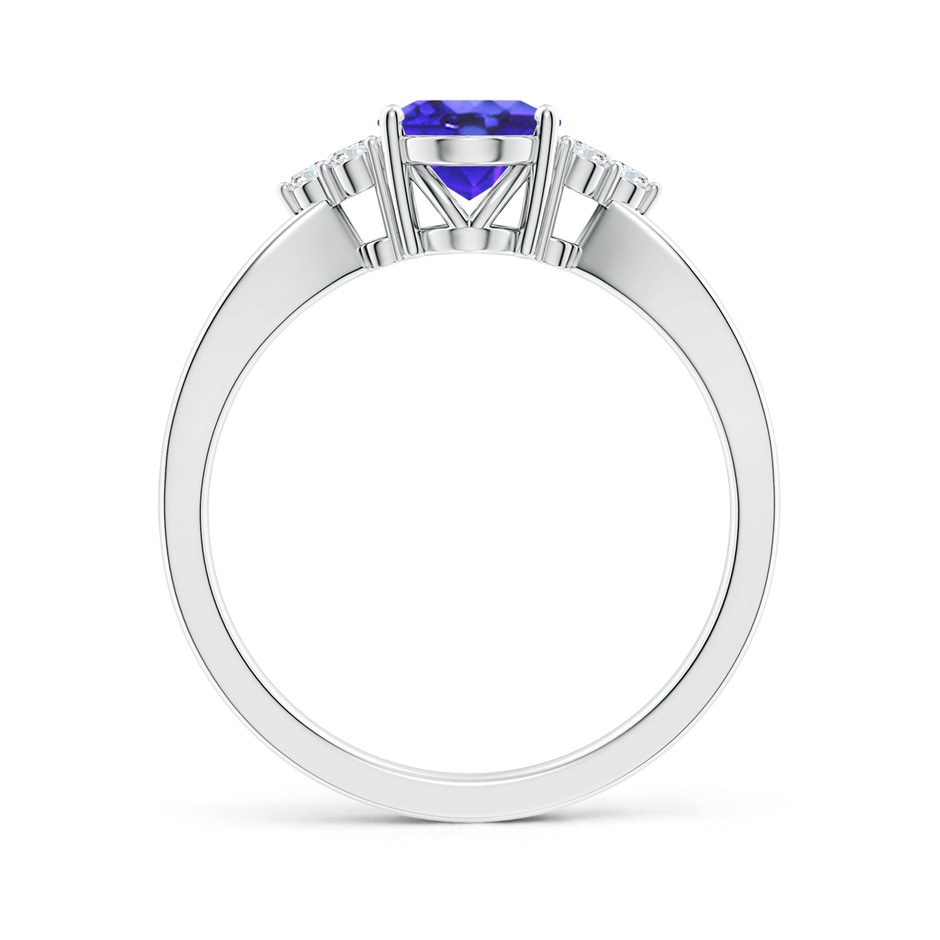 8x6mm AA Oval Tanzanite Split Shank Ring with Trio Diamonds in White Gold side-1