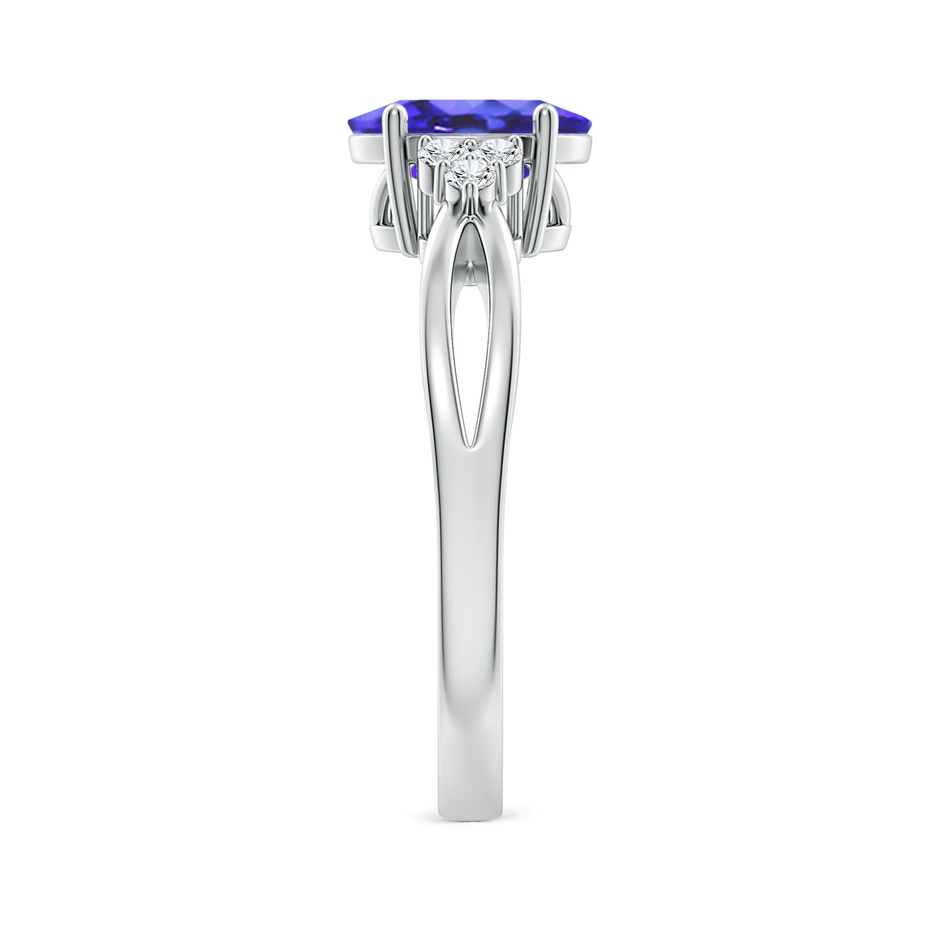 8x6mm AA Oval Tanzanite Split Shank Ring with Trio Diamonds in White Gold side-2