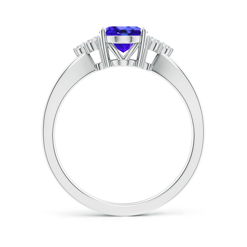 8x6mm AAA Oval Tanzanite Split Shank Ring with Trio Diamonds in P950 Platinum side-1